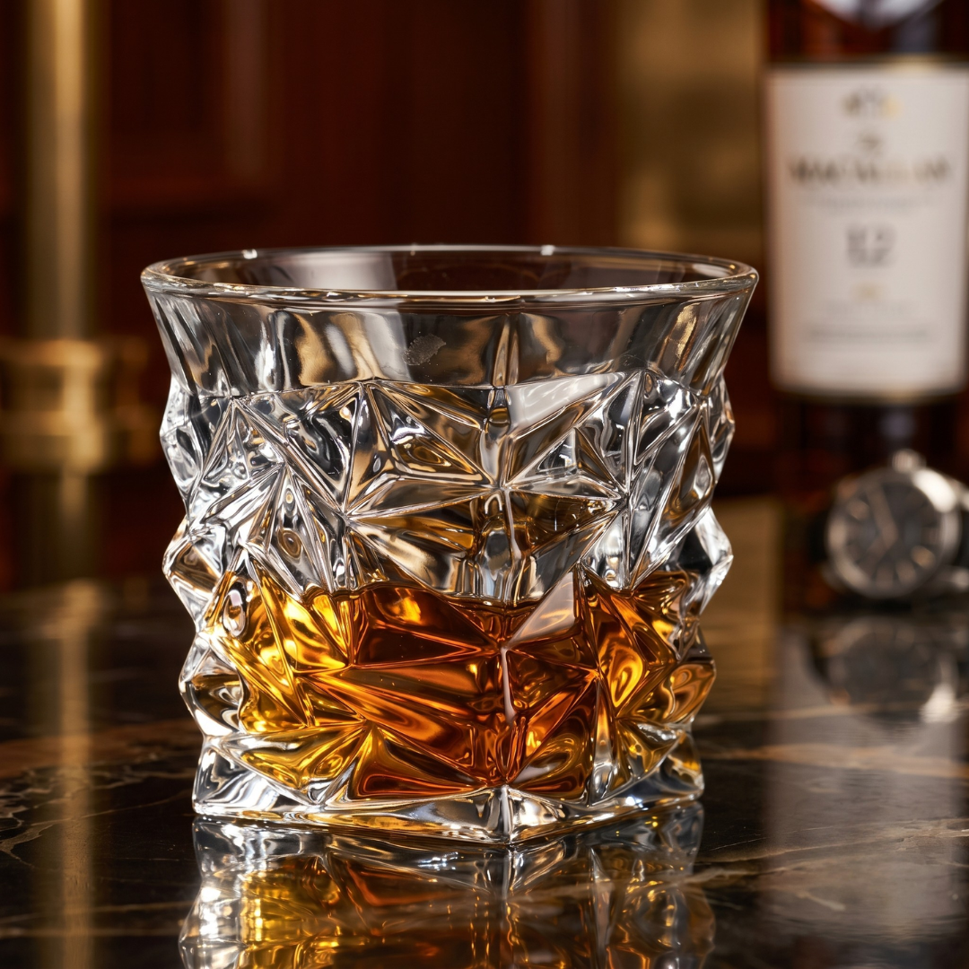 Faceted Crystal-Clear Glass Tumbler — Aureon Glass
