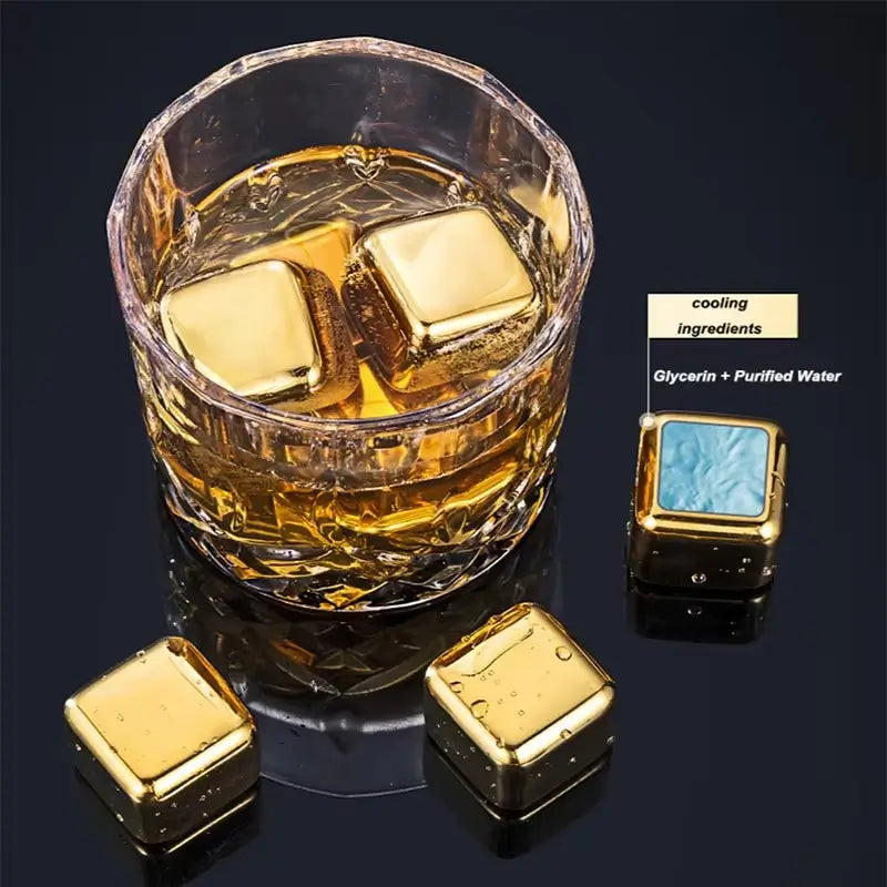 Gold Whisky Cooling Stones — Aureon Glass