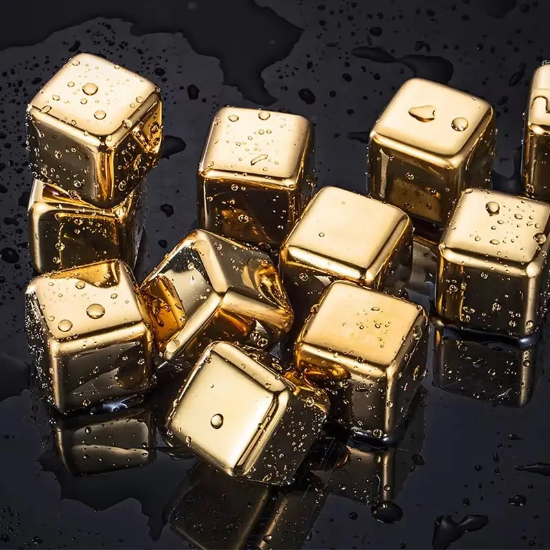 Gold Whisky Cooling Stones — Aureon Glass