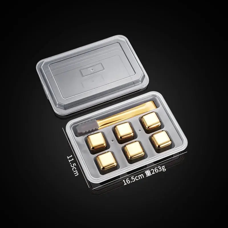 Gold Whisky Cooling Stones — Aureon Glass