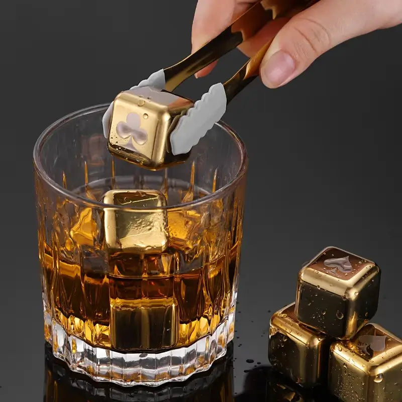 Gold Whisky Cooling Stones — Aureon Glass